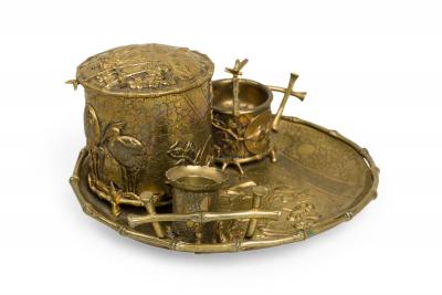 English Regency Style Bronze Smoking Set