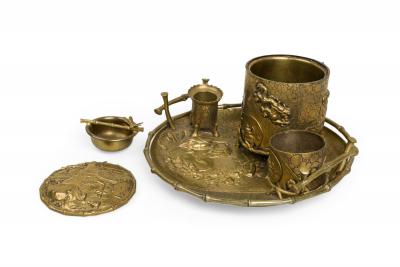 English Regency Style Bronze Smoking Set
