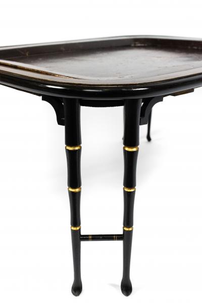 English Regency Style Brown Lacquered Tray Top Coffee Table