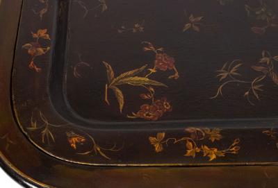 English Regency Style Brown Lacquered Tray Top Coffee Table