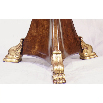 English Regency Style Burl Walnut Giltwood Center Table