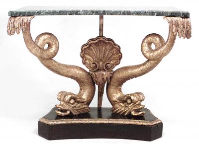 English Regency Style Gilt Dolphin Console Table