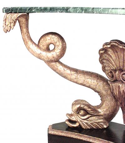 English Regency Style Gilt Dolphin Console Table