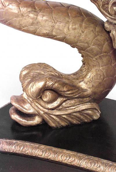 English Regency Style Gilt Dolphin Console Table