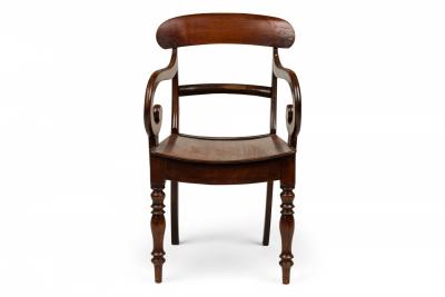 English Regency Style Mahogany Scroll Armchair