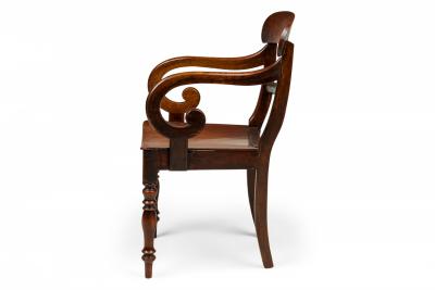 English Regency Style Mahogany Scroll Armchair
