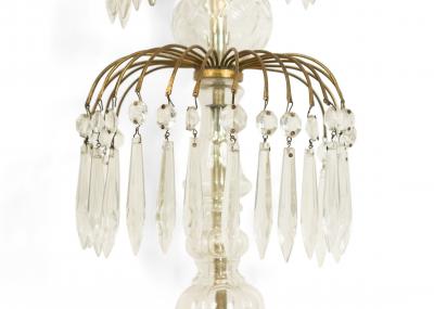 English Regency Style Monumental Crystal and Brass Tiered Wall Sconce