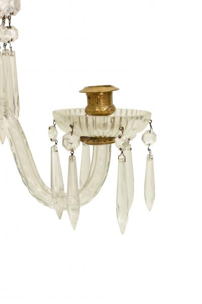 English Regency Style Monumental Crystal and Brass Tiered Wall Sconce