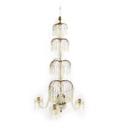 English Regency Style Monumental Crystal and Brass Tiered Wall Sconce