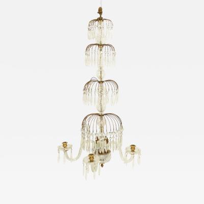 English Regency Style Monumental Crystal and Brass Tiered Wall Sconce
