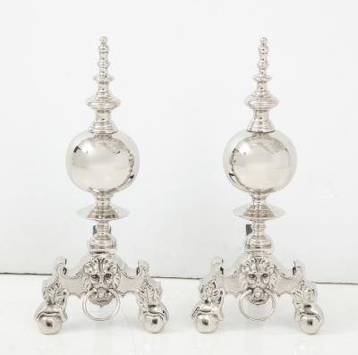 English Regency Style Nickel Andirons