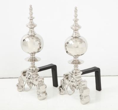 English Regency Style Nickel Andirons