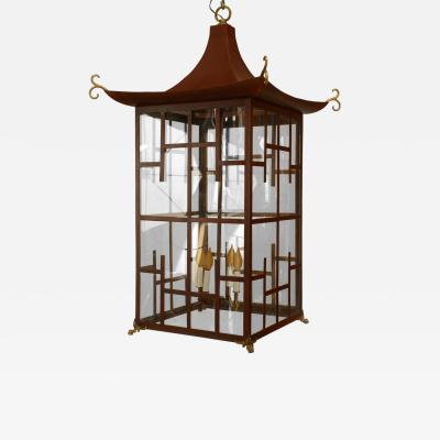 English Regency Style Red Lacquered Pagoda Lantern
