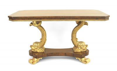 English Regency Style Rosewood Dolphin Center Table