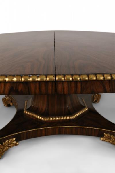 English Regency Style Rosewood and Giltwood Round Dining Table