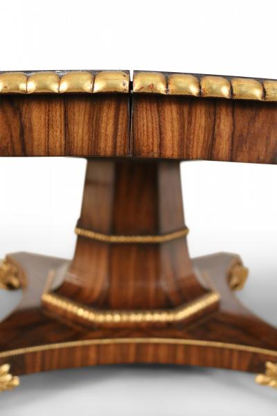 English Regency Style Rosewood and Giltwood Round Dining Table