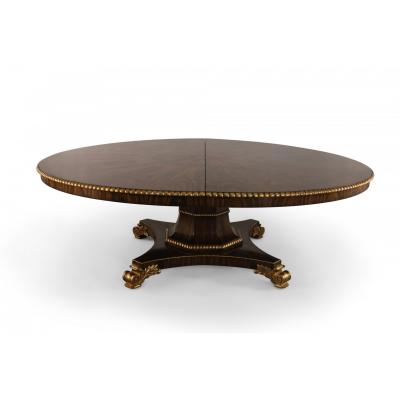 English Regency Style Rosewood and Giltwood Round Dining Table