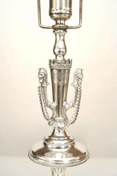 English Regency Style Silver plate Table Lamps