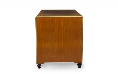 English Regency Style Wood and Brass Leather Top Campaign Desk