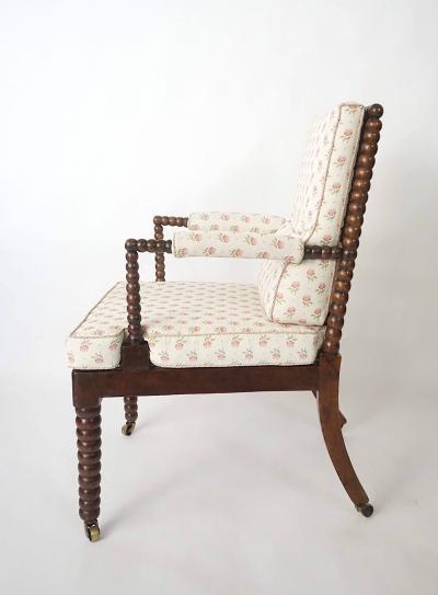 English Regency Walnut Bobbin Armchair circa 1825
