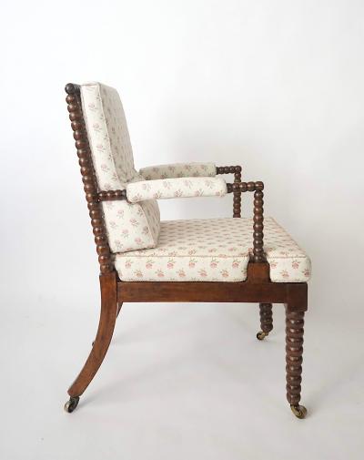 English Regency Walnut Bobbin Armchair circa 1825