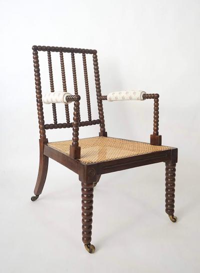 English Regency Walnut Bobbin Armchair circa 1825