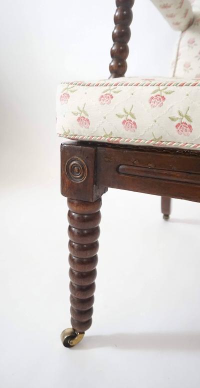 English Regency Walnut Bobbin Armchair circa 1825