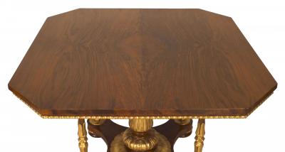 English Regency Walnut and Gilt Center Table
