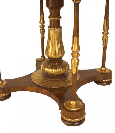 English Regency Walnut and Gilt Center Table