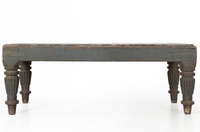 English Regency William IV Teal Painted Marble Top Low Coffee Table ca 1840