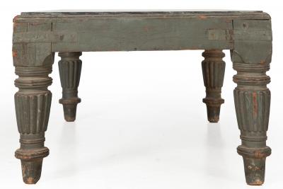 English Regency William IV Teal Painted Marble Top Low Coffee Table ca 1840