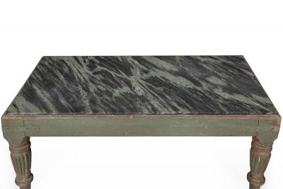 English Regency William IV Teal Painted Marble Top Low Coffee Table ca 1840