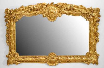 English Regency style 19th Cent gilt horizontal wall mirror with palm design