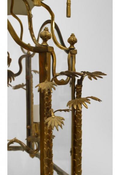 English Regency style gilt bronze hall lantern of hexagonal section with a pagod