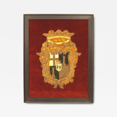 English Renaissance Framed Crest Embroidery