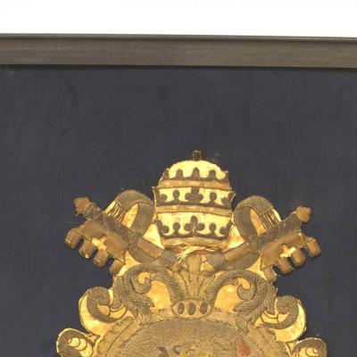 English Renaissance Framed Gold Crest Embroidery