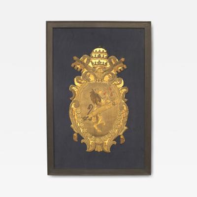 English Renaissance Framed Gold Crest Embroidery