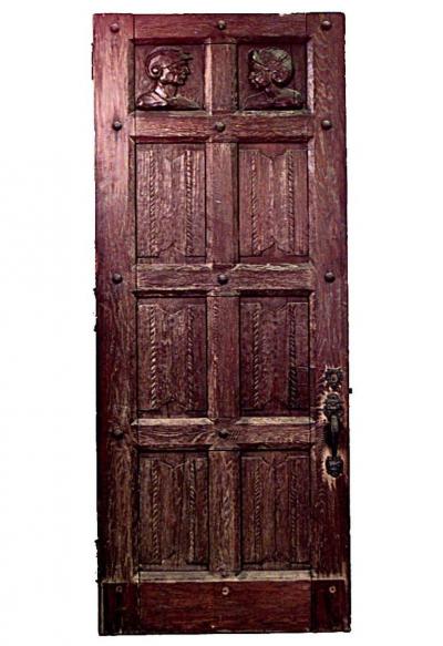 English Renaissance Revival Carved Oak Door