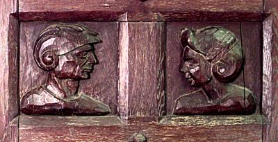 English Renaissance Revival Carved Oak Door