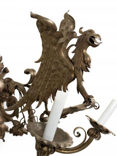 English Renaissance Revival Steel Coat of Arms Wall Sconces