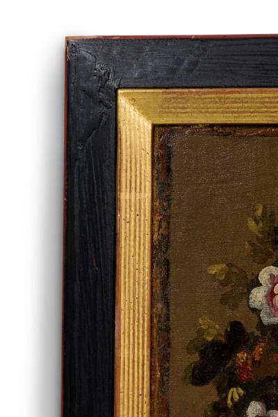 English Renaissance Style Heraldic Flag Oil on Canvas Painting