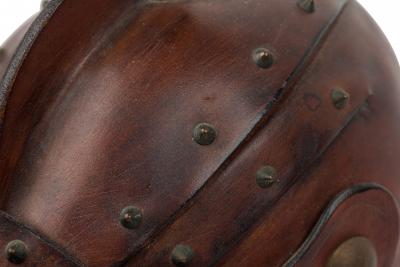 English Renaissance Style Novelty Brown Leather Knights Helmet Table Lamp