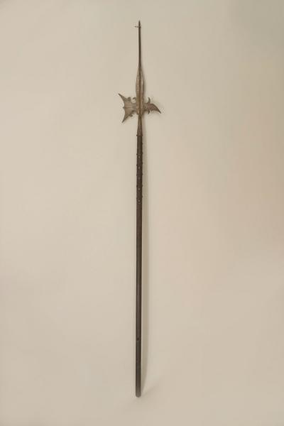 English Renaissance Style Wood and Iron Halberd