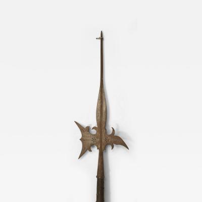 English Renaissance Style Wood and Iron Halberd