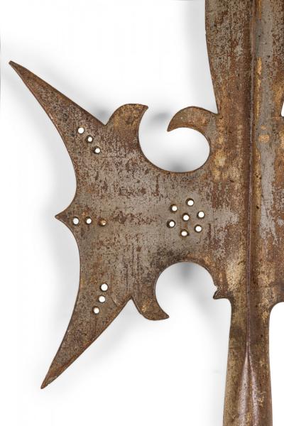 English Renaissance Style Wood and Iron Halberd