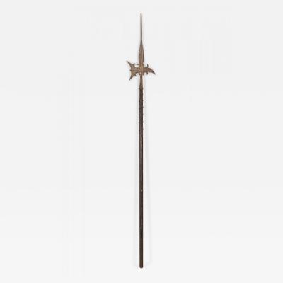 English Renaissance Style Wood and Iron Halberd