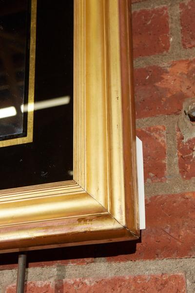 English Reverse Painted Gold Mirror in Gilt Frame