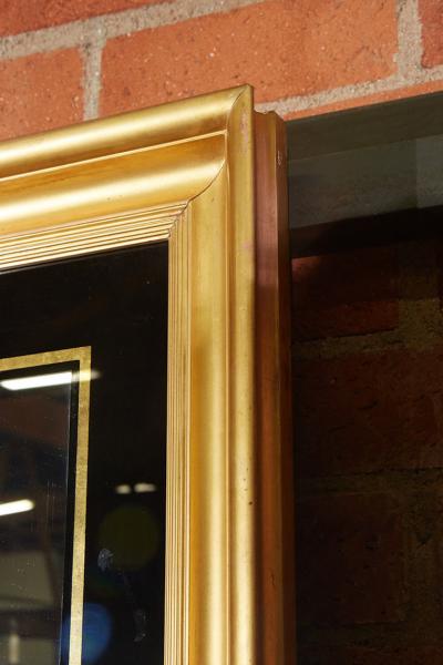 English Reverse Painted Gold Mirror in Gilt Frame