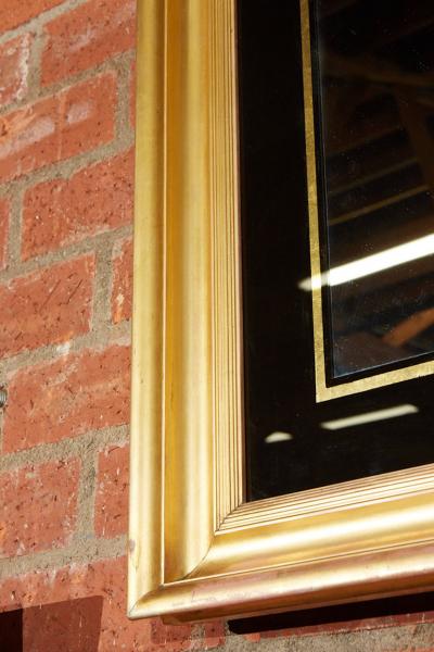 English Reverse Painted Gold Mirror in Gilt Frame
