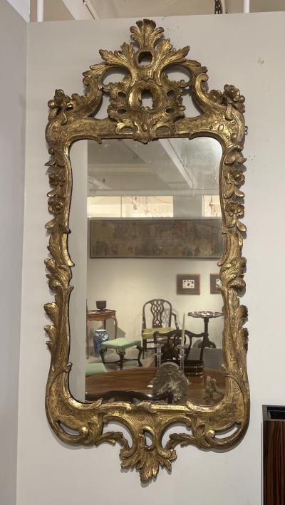 English Rococo Gilt Wood Mirror